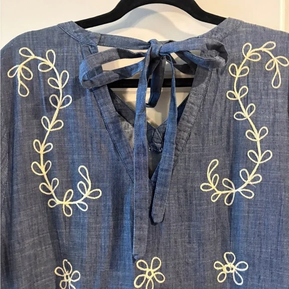 WAYWARD FANCIES ESHAKTI Blue & Cream Embroidered Maxi Dress Size 3X - Picture 9 of 14